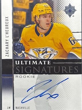 Upper Deck Ultimate Signatures Auto Rookie Card Zachary L’Heureux  Predators